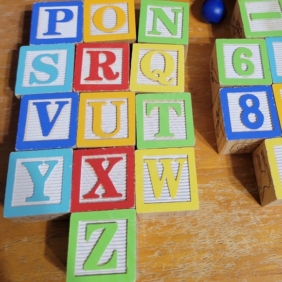 ABC Alphabet Wood Blocks including multisided letters number math blocks - Picture 2 of 4